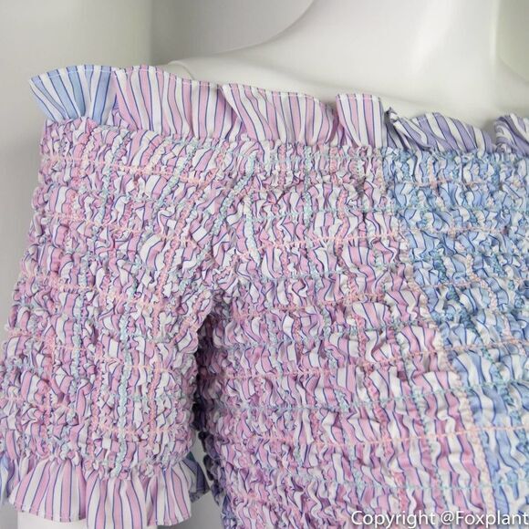 NWT Petersyn Kinsey Smocked Off-the-shoulder Top, Purple - Picture 8 of 15